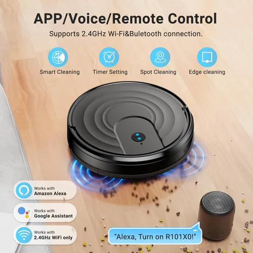 Miniatura 4 de MBYULO Robot Aspirador y Fregona, Robot Aspirador y Fregona 5KPa 650mL 2 en 1 Robot Aspirador y Fregona con Programación WiFi/Alexa/App Robot