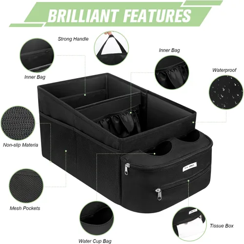 Miniatura 3 de FUNNy elf Organizador de asiento de pasajero, almacenamiento plegable para automóvil con particiones y 4 portavasos para asiento delantero o trasero