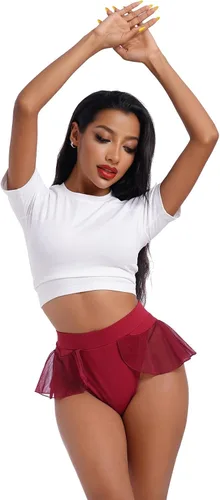 Miniatura 5 de Pantalones cortos de yoga de cintura alta con volantes para mujer, pantalones cortos para levantamiento de glúteos, pantalones cortos