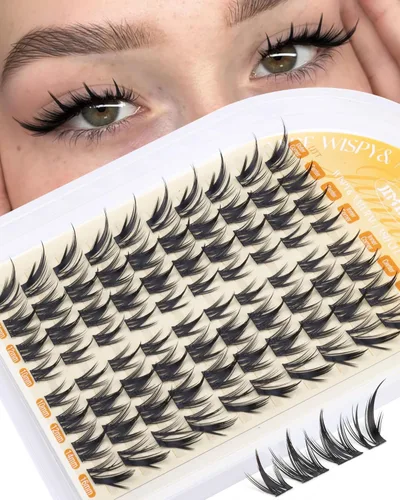 JIMIRE Manga Lash Racimos de pestañas Wispy racimos de pestañas con aspecto de ojo de zorro, extensiones de pestañas naturales en racimo de