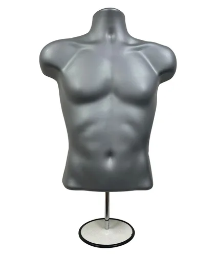 Miniatura 22 de Maniquí masculino de torso con soporte de metal, parte trasera hueca, cuerpo apilable, forma de vestido para exhibición de camisetas, mostrador