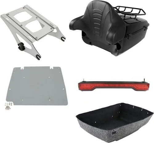 Miniatura 34 de TCMT King - Caja para maletero de motocicleta, almohadilla para respaldo, portaequipajes, altavoces, luces laterales, luz trasera para Harley