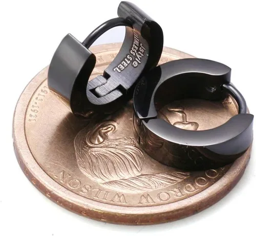 Miniatura 3 de Jstyle Pendientes de aro pequeños únicos de acero inoxidable para hombre, 1 par