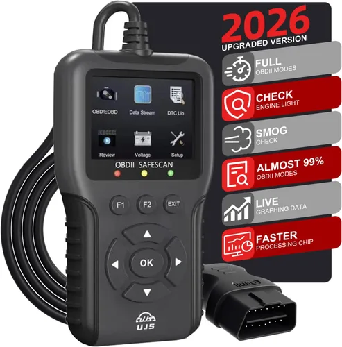 Escáner OBD2 universal mejorado, lector de códigos de motor - Más de 45000 códigos de falla, datos en vivo, preparación I/M, verificación de voltaje