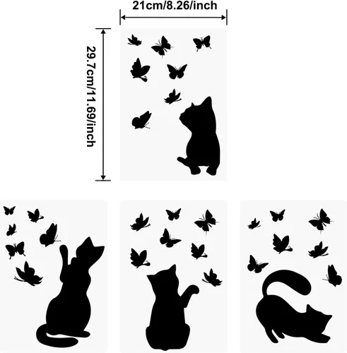 Miniatura 2 de Plantilla de gato Mylar hoja mariposa plantilla para pintar pared dormitorio baño moderno Shabby Chic arte artesanal