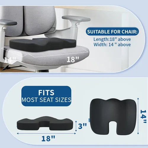 Miniatura 4 de QUTOOL Cojín ortopédico de asiento y almohada de apoyo lumbar para silla de oficina y coche, en espuma viscoelástica con funda lavable, cojín Cojín