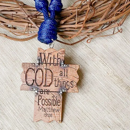 Miniatura 5 de Knots of Grace Pomo de la puerta, rosario, azul marino Decoración colgante católica, bendición para una nueva casa, regalo religioso