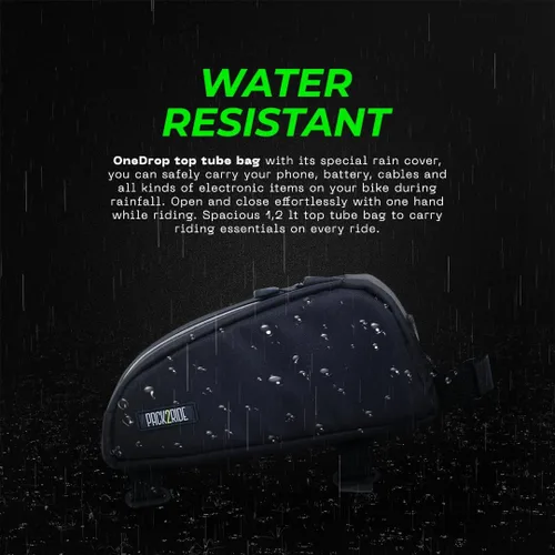 Miniatura 4 de PACK2RIDE Onedrop Bolsa para cuadro de bicicleta - Bolsa de tubo superior resistente al agua con tela de Cordura duradera, almacenamiento frontal