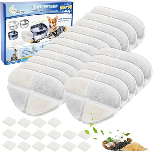 Miniatura 8 de Paquete de 12 filtros y 12 esponjas de bomba de agua para perros, compatible con fuente de perro FEELNEEDY de 7L/1.8 galones (FN-W05), 12+12 filtros