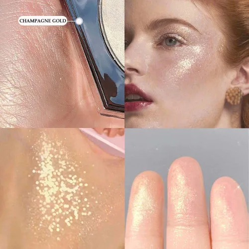 Miniatura 2 de Paleta de maquillaje con corrector en polvo para el contorno facial, iluminador facial, paleta de maquillaje con bronceador y resaltar en oro