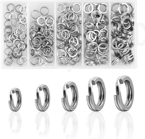 Miniatura 8 de Anillo dividido de acero inoxidable para señuelos de pesca, 200 piezas, anillo dividido para agua salada, aparejos de pesca, conectores de línea