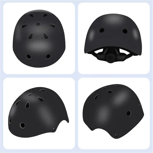 Miniatura 6 de Casco de bicicleta ajustable con gradiente de color para niños con set de rodilleras y coderas Equipo de seguridad multideporte para niños y niñas