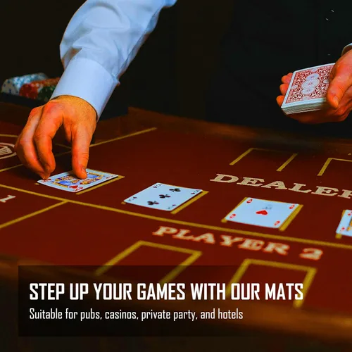 Miniatura 4 de BALIKEN 36 x 72 pulgadas Texas Holdem Poker Mat & Blackjack mesa Casino fieltro profesional Mat Azul/Azul