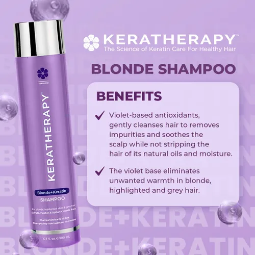 Miniatura 2 de KERATHERAPY Champú tonificante violeta totalmente rubio con infusión de queratina, 10.1 onzas líquidas, 10.1 fl oz, champú violeta para cabello