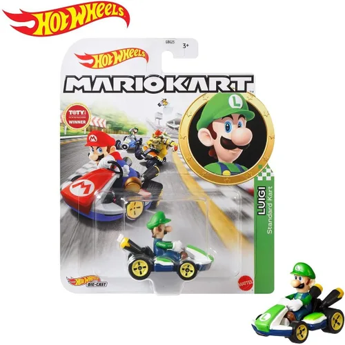 Miniatura 3 de DieCast Hotwheels Luigi Standard Kart 1:55 Escala Super Mario Kart