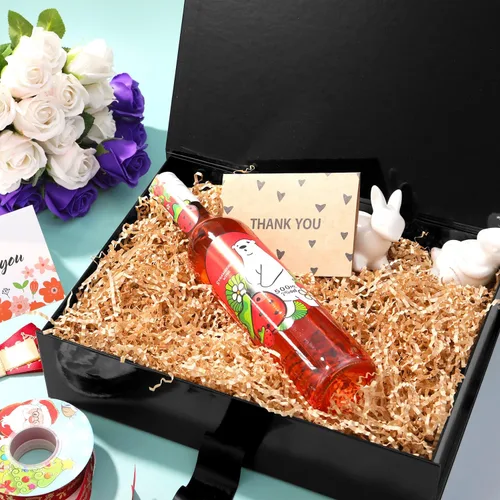 Miniatura 3 de GREEN BEAN Caja de regalo grande con tapa para regalo de 13 x 9.7 x 3.4 pulgadas, caja de regalo magnética negra para el día del padre con cinta
