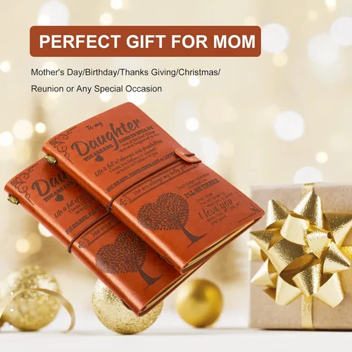 Miniatura 7 de Regalo para mi hija, diarios de cuero de parte de mamá o papá, diarios de escritura de 140 páginas para adolescentes, regalo especial para hija