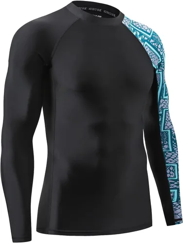Miniatura 3 de HUGE SPORTS Camiseta de protección contra erupciones de manga larga para hombre UPF 50+ con protección UV, de secado rápido, con costuras de Zigzag