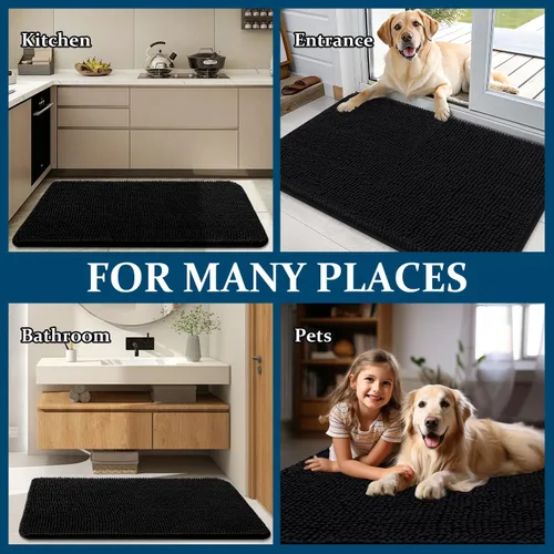 Miniatura 8 de OLANLY Tapete para puerta de perro y patas fangosas, absorbe la humedad y la suciedad, antideslizante, lavable, de felpilla de secado rápido