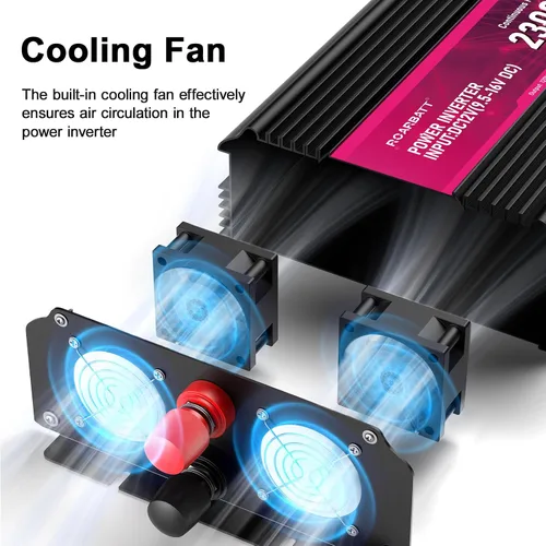 Miniatura 5 de Inversor de corriente de 2300 W, de 12 V CC a CA 110 V/120 V de potencia máxima de 4600 W con 2 tomas de CA y 2 puertos USB 2.4, pantalla LCD.