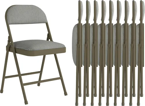 Miniatura 11 de Paquete de 4 sillas plegables acolchadas con respaldo y cojines, juego de sillas de comedor de tela con marco de acero de metal para el hogar