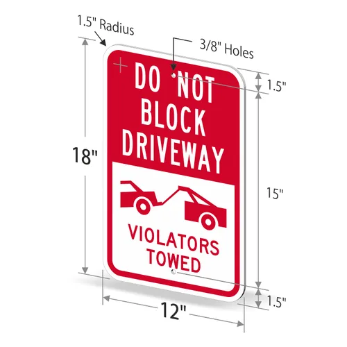 Miniatura 6 de SmartSign Letrero de metal con texto en inglés "Do Not Block Driveway - Violators Towed" de 18 x 12 pulgadas, aluminio laminado a prueba de óxido