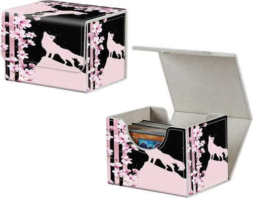 MTG Commander - Caja de cartas intercambiables, más de 100 tarjetas con funda con funda de piel sintética, caja de almacenamiento de tarjetas