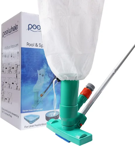 Miniatura 9 de Limpiador subacuático de alta calidad para piscina, 3 cepillos de fregar, 2 bolsas de malla fina, 6 secciones telescópicas de 56.5 pulgadas y mango