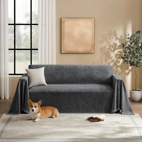 Miniatura 12 de Funda de sofá modular para perros, lavable para sofá de 2 cojines, funda de felpilla para sofá seccional, protector de muebles multiusos para niños