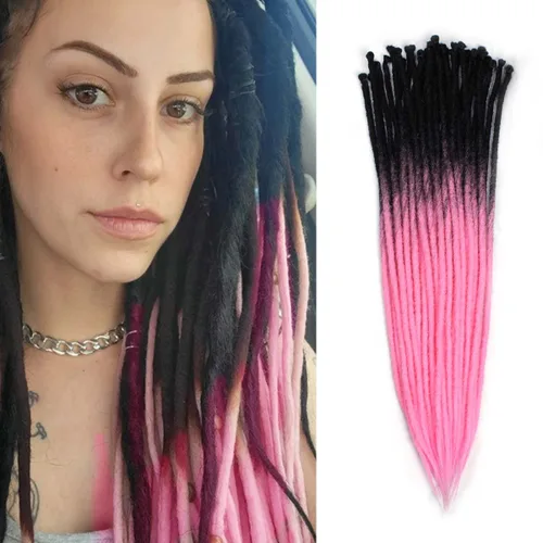 Miniatura 54 de 15 extensiones de rastas de doble extremo, 24 pulgadas, extensiones de rastas falsas de 0.6 pulgadas, color marrón degradado, extensiones de rastas