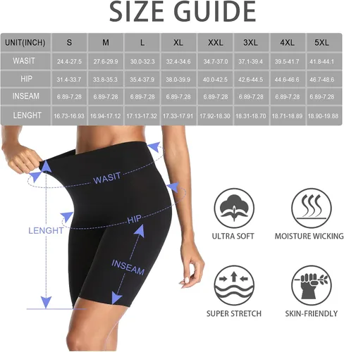 Miniatura 6 de Pantalones cortos de algodón con cintura alta para yoga o para llevar debajo de un vestido, pantalones de piernas largas, tallas regulares y grandes
