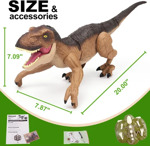 Miniatura 9 de IQKidz Juguetes de Dinosaurio con Control Remoto para Niños de 3 4-7 8-12 - Regalos de T-Rex Grande y Realista RC para Niños, Dino Interactivo