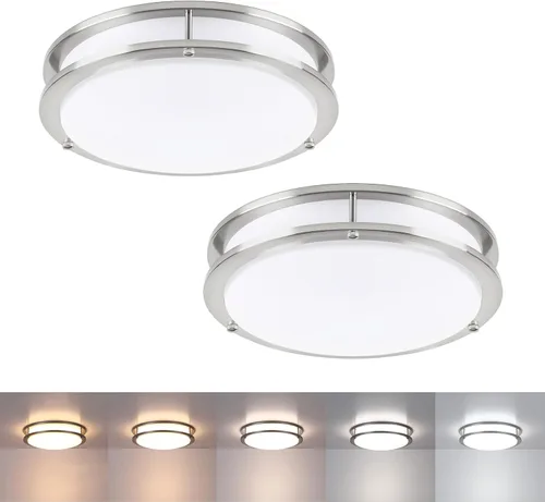 Miniatura 12 de Paquete de 2 Lámparas de Techo Negras, Lámpara de Techo LED de Montaje al Ras de 10 Pulgadas - Luces LED de Baño y Dormitorio Negro Mate