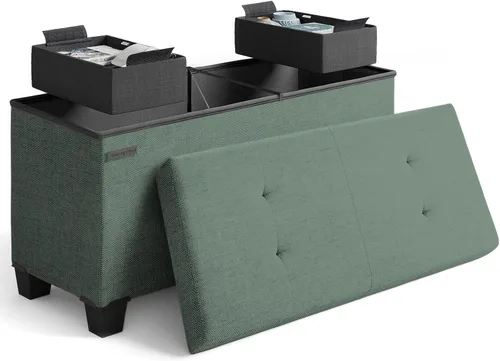 Miniatura 118 de Cubo otomano de almacenamiento con cubo pequeño, otomana cuadrada de 15 pulgadas con almacenamiento para sala de estar y dormitorio, reposapiés