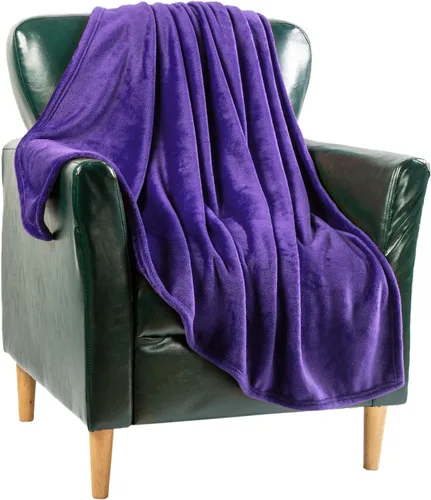 Manta de franela de forro polar, tamaño King, color morado, para todas las estaciones, ligera, acogedora, súper suave, de lujo para sofá o cama