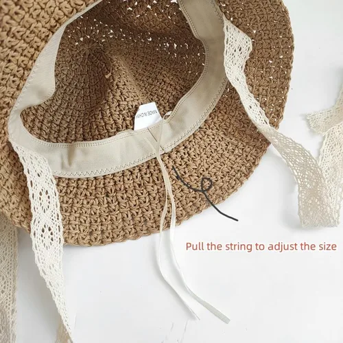 Miniatura 2 de Sombreros de paja para niñas pequeñas y plegables de ala ancha para verano, sombrero de paja para fotografía de bebé, sombreros de paja
