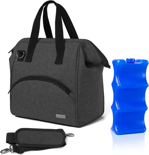 Luxja Bolsa enfriadora de leche materna con una bolsa de hielo (se adapta a 6 botellas, hasta 9 onzas), enfriador de leche materna para biberones de