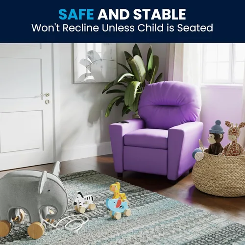 Miniatura 6 de Flash Furniture Chandler LeatherSoft - Silla reclinable para niños con portavasos y reclinable de seguridad, silla reclinable contemporánea