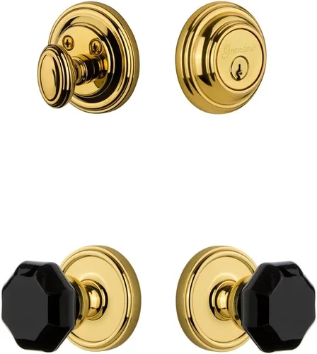 Miniatura 5 de Grandeur Hardware 851255 Georgetown Roseta con pomo Lyon y cerrojo a juego, tamaño del respaldo: 2.375 pulgadas, níquel satinado