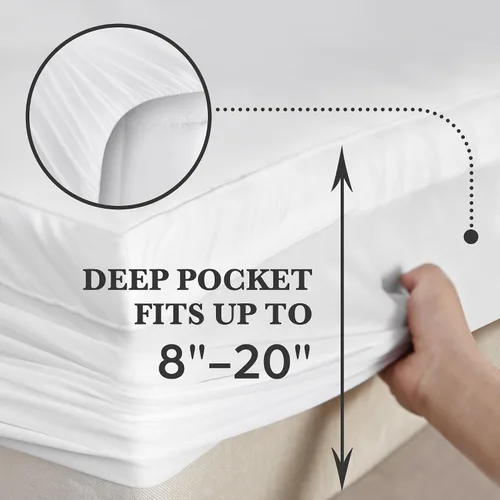 Miniatura 6 de Hotel Grand Cubrecolchón Pillow Top Tamaño Individual - Protector de Colchón Impermeable Acolchado Ajustable Funda de Colchoneta con Bolsillo