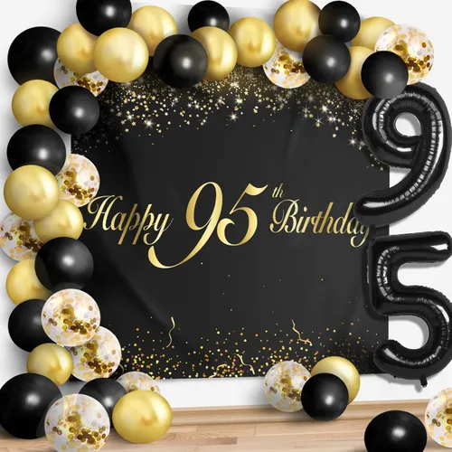 Miniatura 19 de Juego de globos negros de feliz cumpleaños 70 – Decoración de guirnalda temática de fiesta con texto en inglés "Cheers to 70 Years Old Party Theme