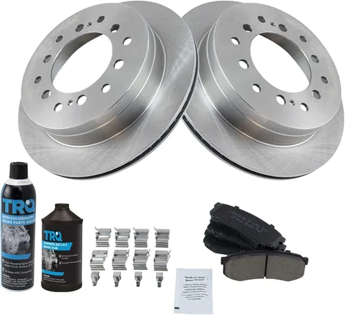 Miniatura 3 de TRQ Kit de pastillas de freno trasero y rotor, kit químico de freno, pastillas de freno de cerámica compatible con Lexus GX470 Toyota 4Runner