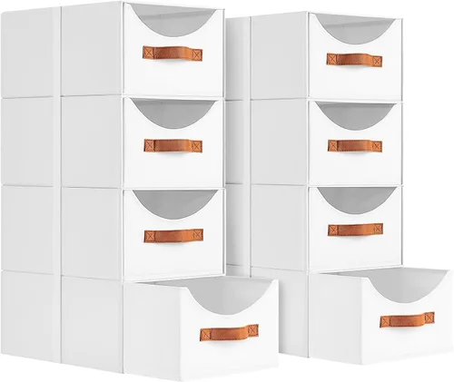 Miniatura 26 de Homsorout Cajones de almacenamiento apilables, contenedores de almacenamiento plegables con cajones, paquete de 8 cestas organizadoras de estantes
