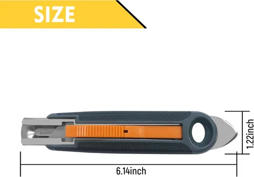 Miniatura 5 de XW Paquete de 4 cortadores de caja de seguridad autoretráctiles, cuchillo utilitario con cambio rápido de cuchilla, 10 cuchillas adicionales