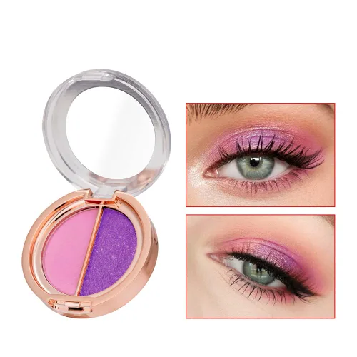 Miniatura 11 de Sombra de ojos de doble color, paleta de maquillaje de ojos de alto pigmento, polvo de sombra de ojos mate con brillo metálico, maquillaje de ojos