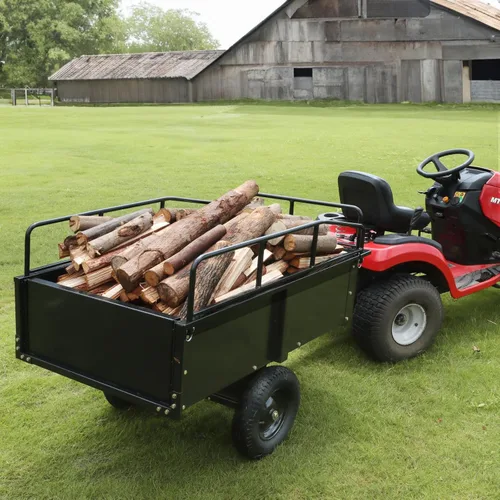 Miniatura 8 de VEVOR Remolque Resistente para ATV Carro de Descarga de Acero, 750 libras 15 Pies Cúbicos, Remolque Utilitario de Jardín Remolques de Patio con Negro