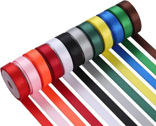 Miniatura 14 de LIUYAXI 2 Rollos de Cinta de Satén de Doble Cara Verde y Bosque, Total 50 Yardas, 3/8 Pulgadas x 25 Yardas Continuas Cada Rollo, Cinta