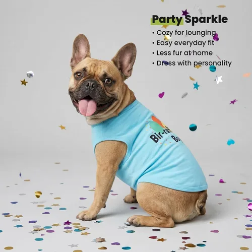 Miniatura 7 de Fitwarm Camisa de cumpleaños para perro, ropa divertida para perros pequeños, traje de cumpleaños para mascotas, camiseta de gato, 100% algodón