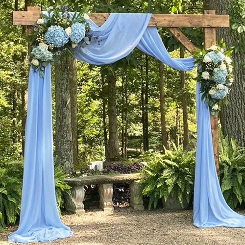 FUHSY Tela de gasa para arco de boda de 20 pies, 1 panel, cortinas de telón de fondo transparente azul bebé para fiestas, bodas, cortinas de techo
