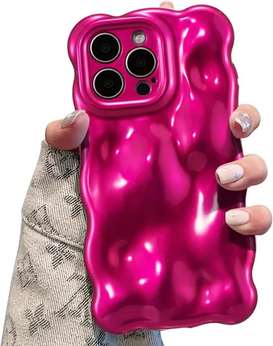 Miniatura 7 de UEEBAI Funda ondulada para iPhone 12 Pro Max, bonita cubierta plateada con forma de onda para iPhone, bonita funda estética 3D para teléfono, Blanco